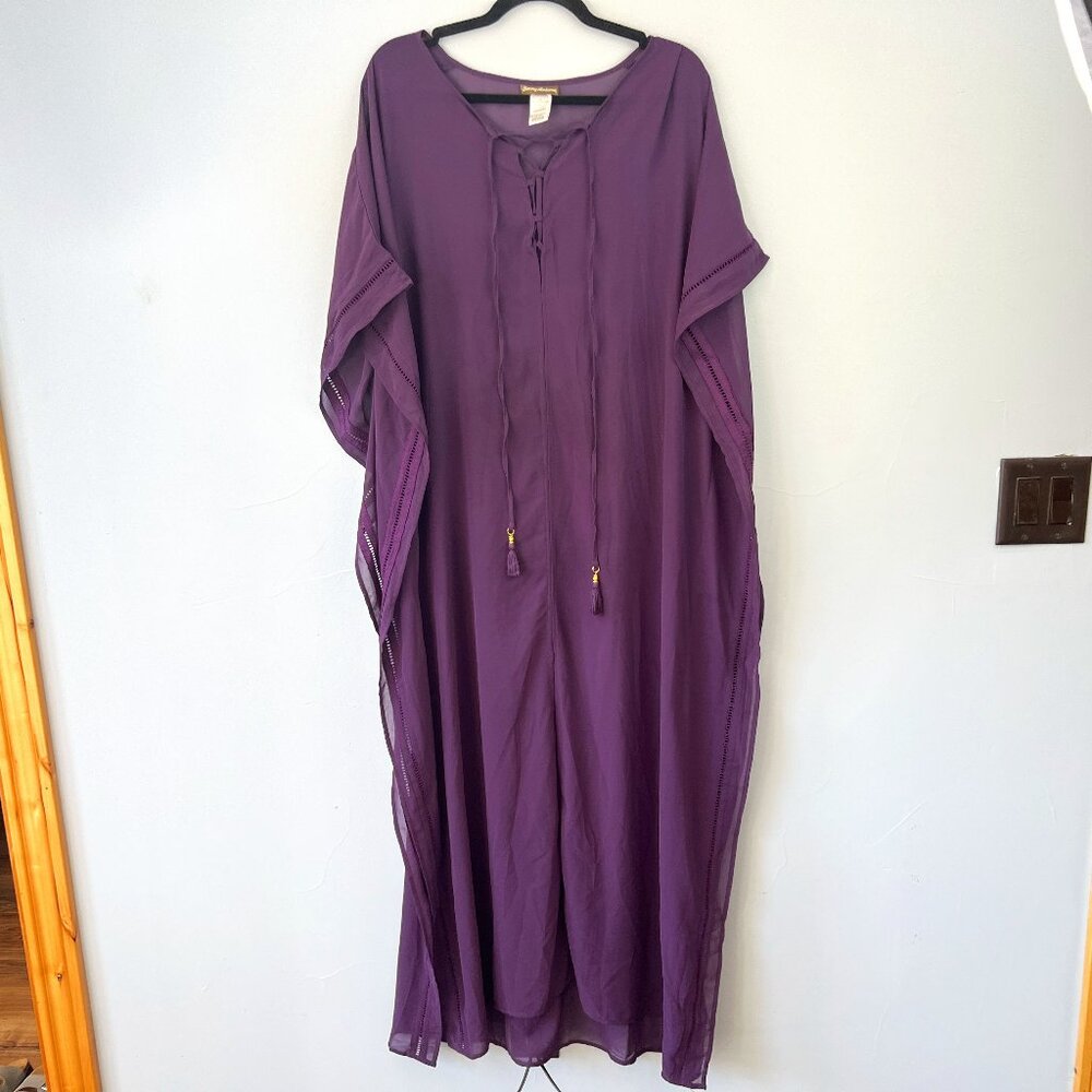 Tommy Bahama Purple Kaftan Maxi Length Cover Up Size‎ L/XL Beachy Resortwear